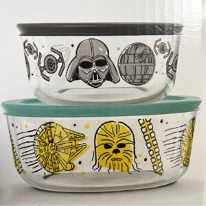 Pyrex Star Wars Movie Darth Vader Glass Food Storage‎ Containers Bowls 4 PC Set